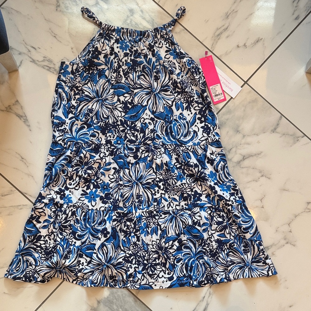 Lilly Pulitzer Blue and White Floral Kids Dress